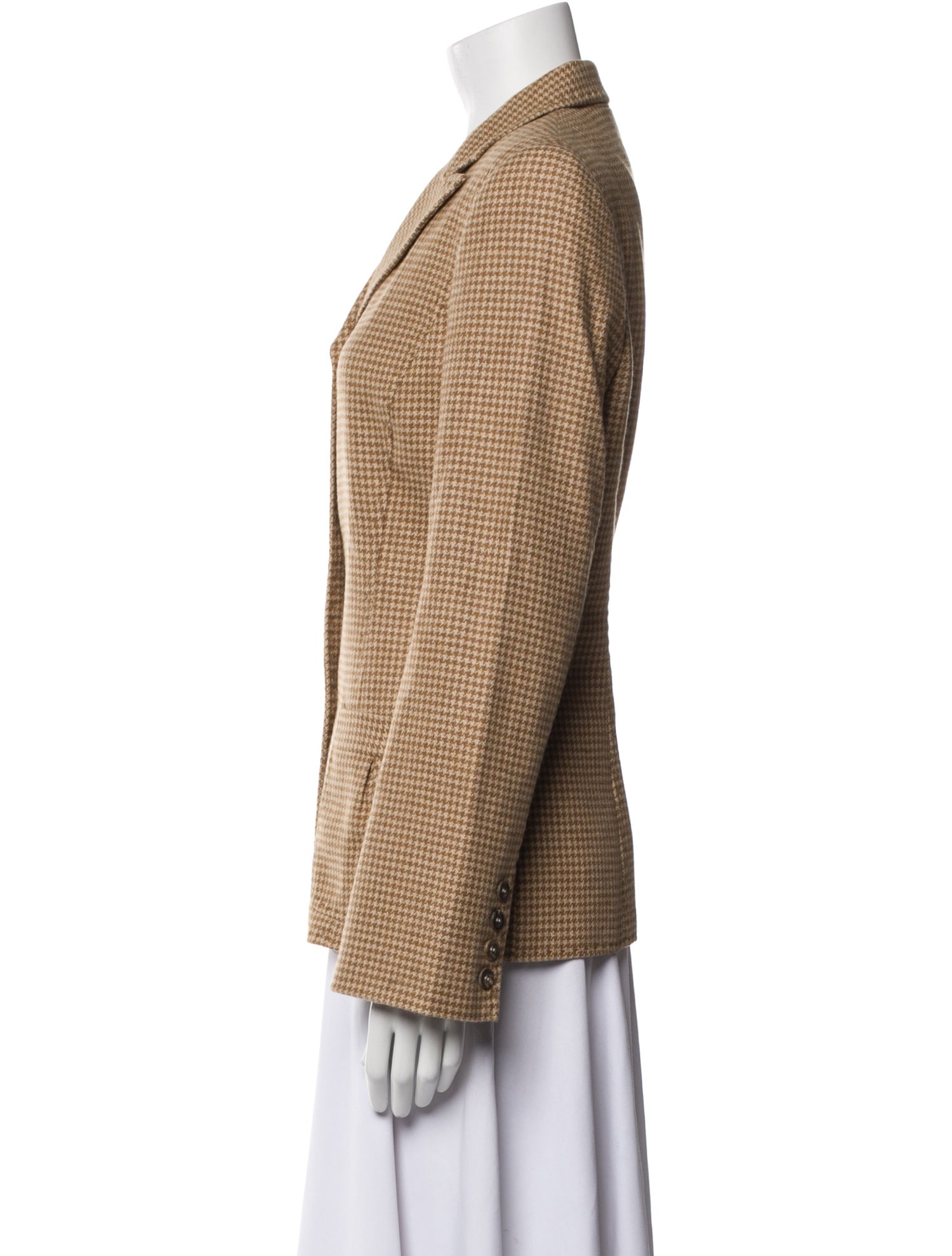 Carolina Herrera Wool Houndstooth Print Blazer