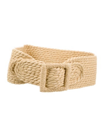 Carolina Herrera Belts Wide Raffia Waist Belt L