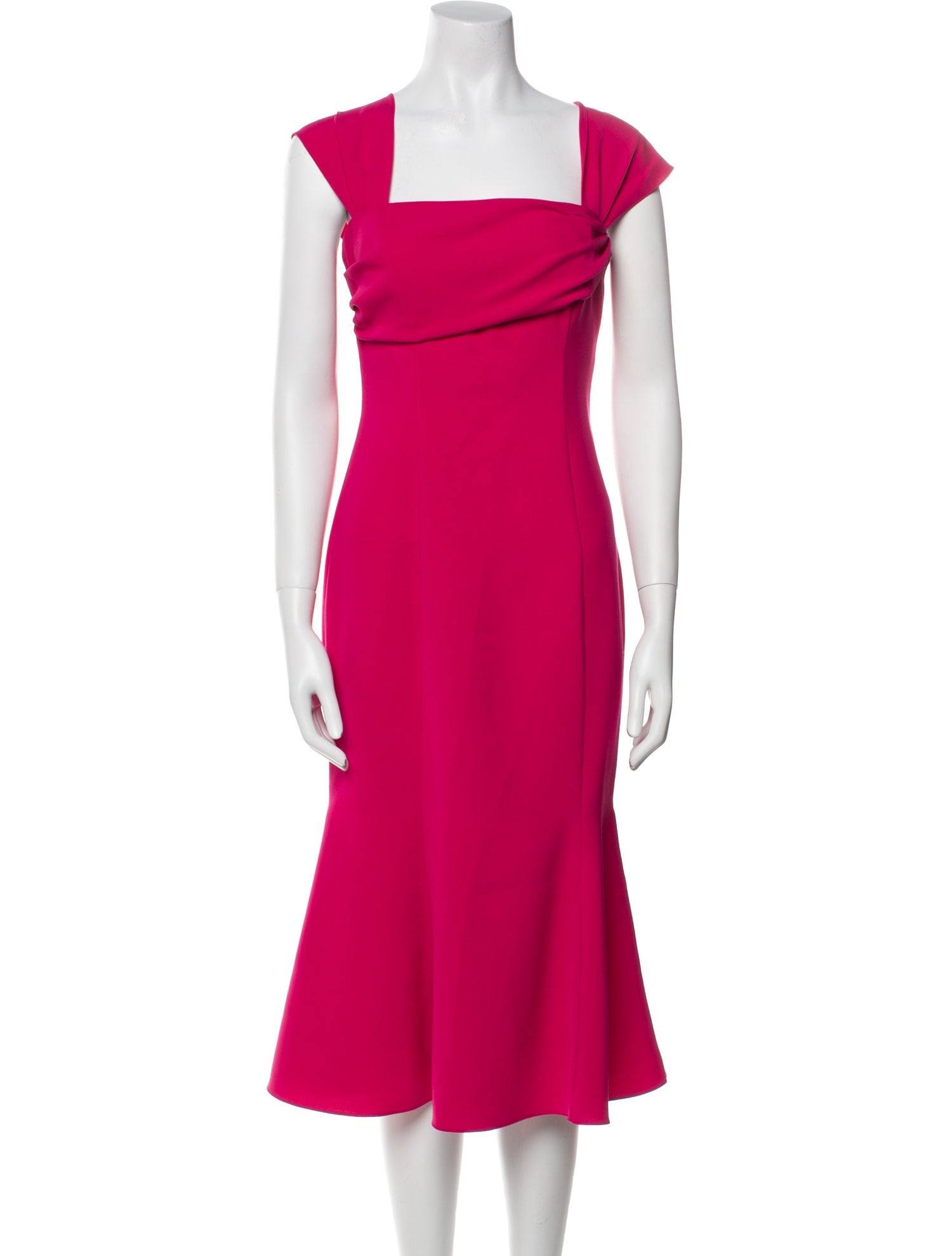 Carolina Herrera Square Neckline Midi Length Dress