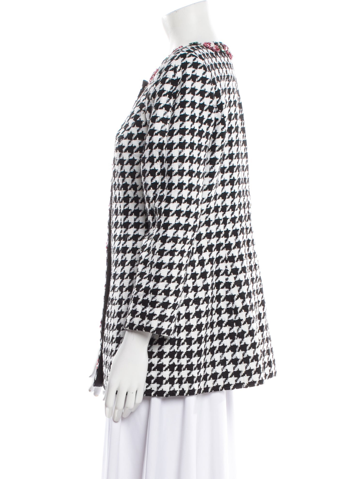 Carolina Herrera Linen Houndstooth Print Jacket w/ Tags