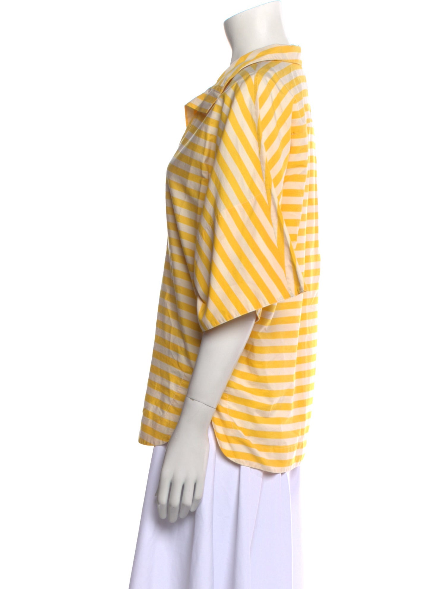 CH Carolina Herrera Striped V-Neck Button-Up Top