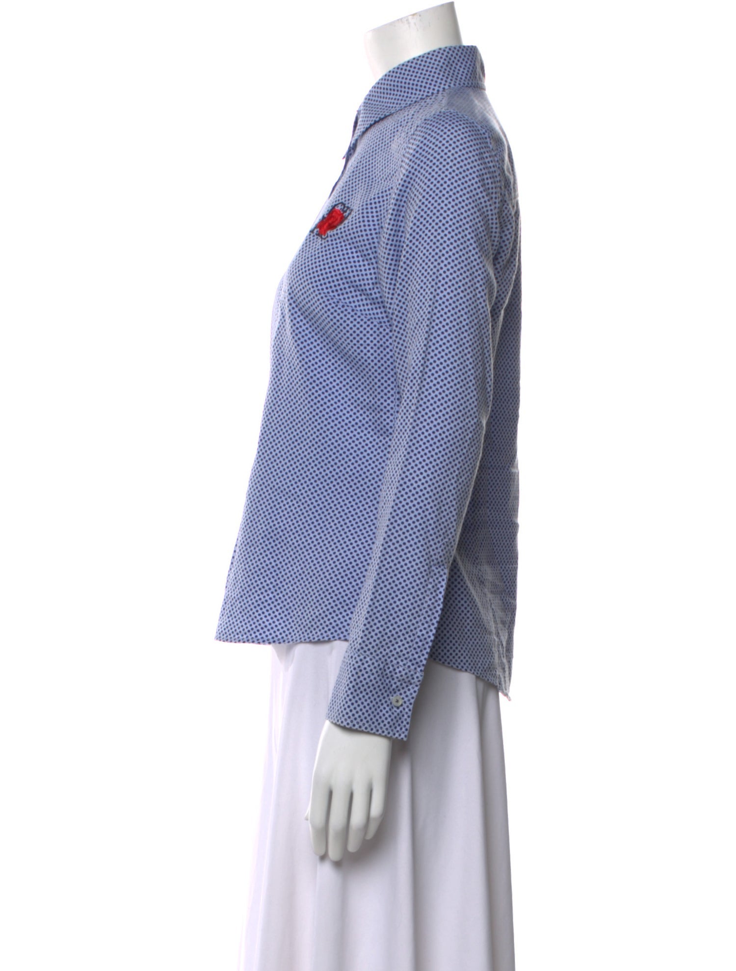 Carolina Herrera Printed Long Sleeve Button-Up Top