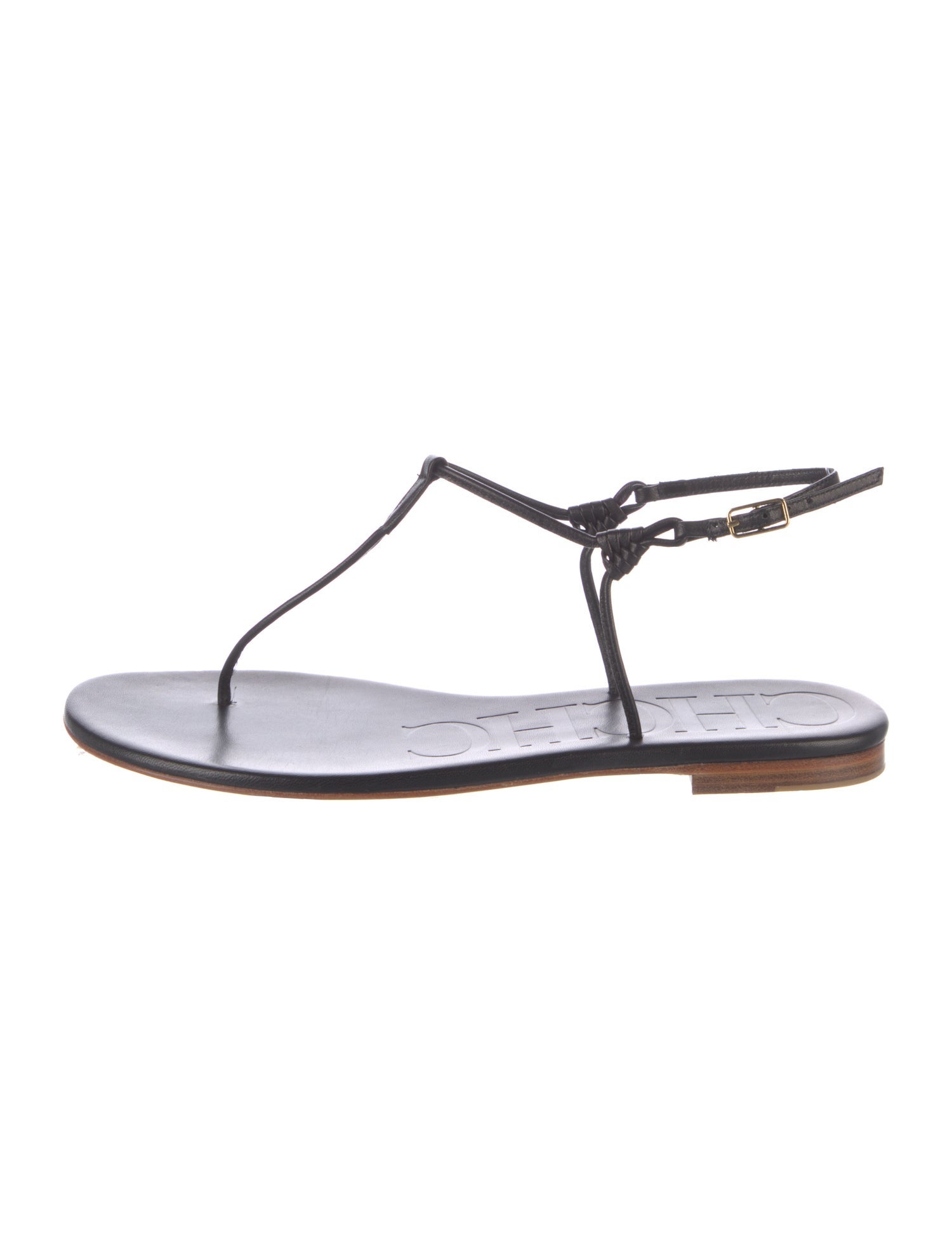 CH Carolina Herrera Leather T-Strap Sandals