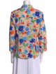 Carolina Herrera Printed Three-Quarter Sleeve Button-Up Top