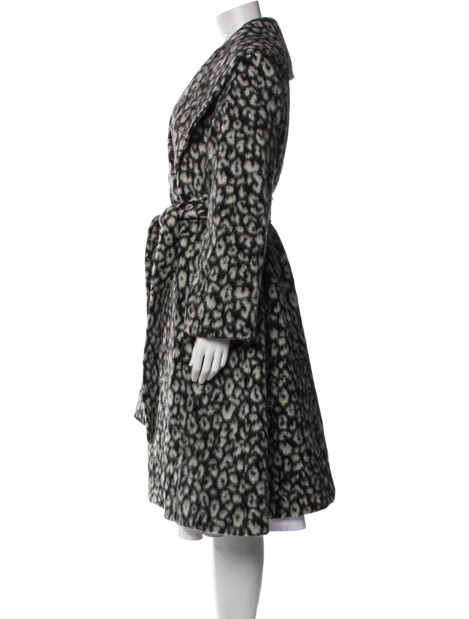 Carolina Herrera Virgin Wool Printed Faux Fur Coat w/ Tags