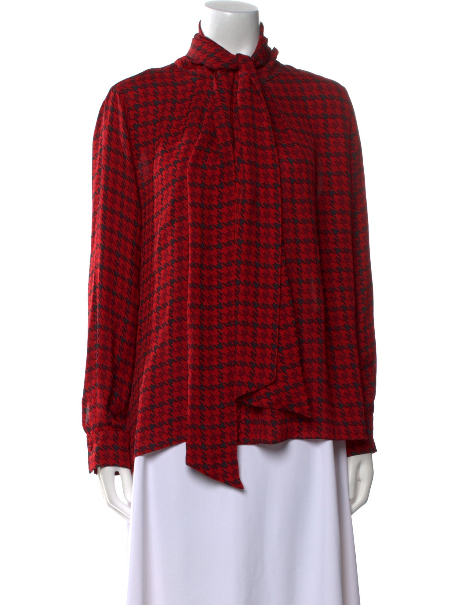 Carolina Herrera Silk Plaid Print Blouse
