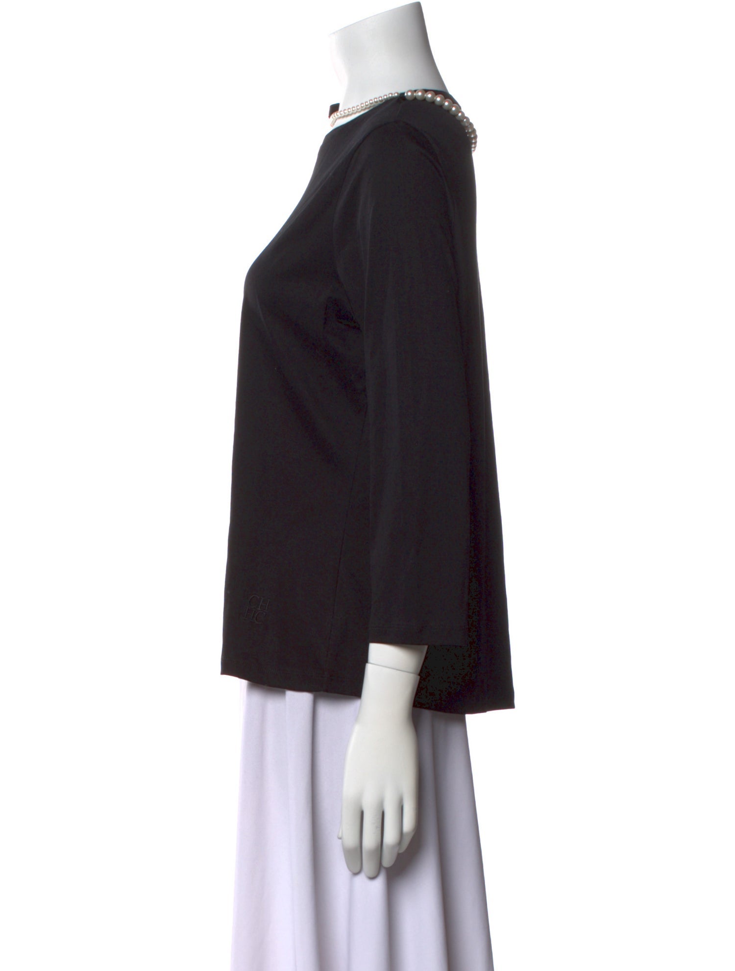 Carolina Herrera Scoop Neck Three-Quarter Sleeve Top