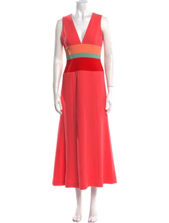 Carolina Herrera V-Neck Long Dress