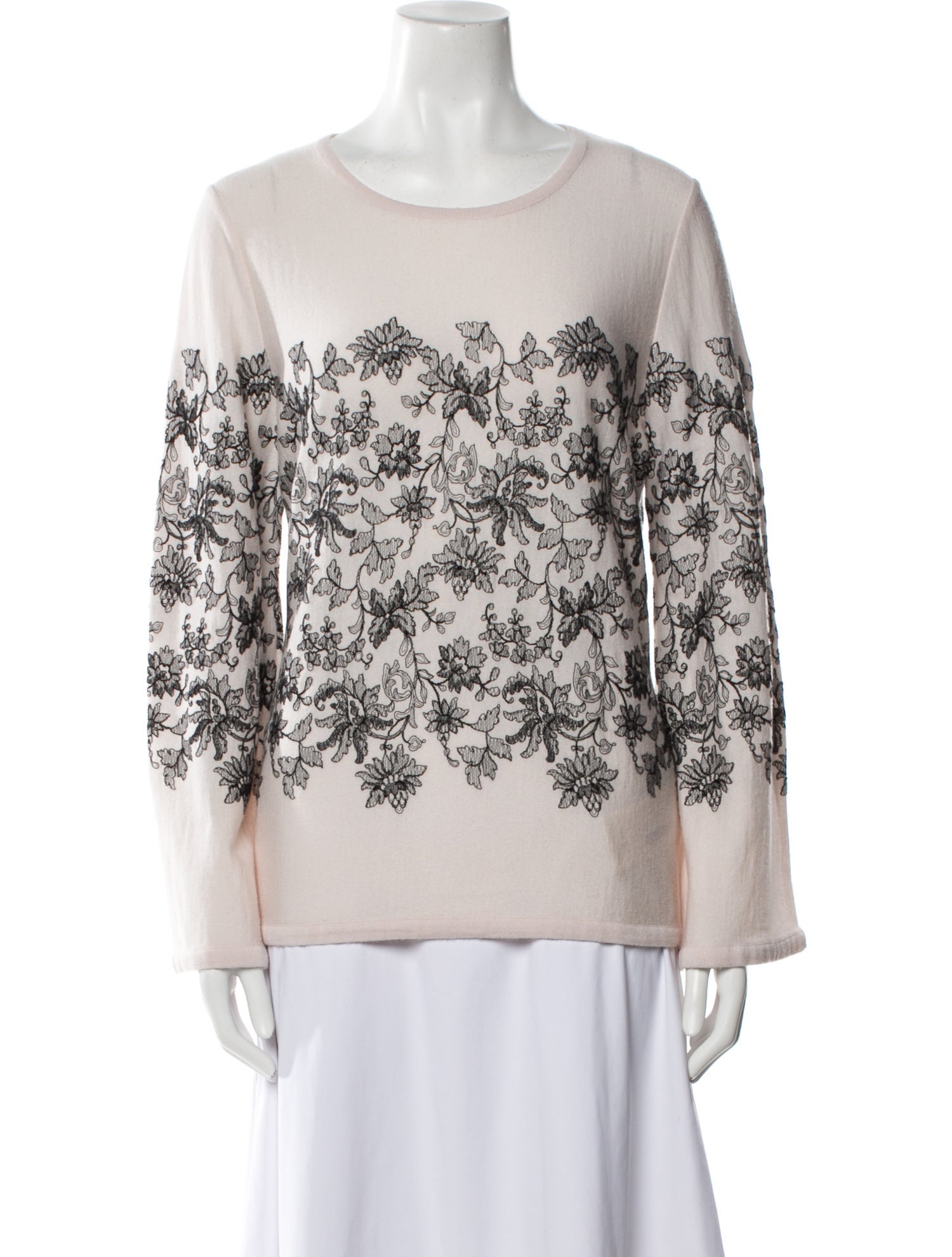 Carolina Herrera Floral Print Crew Neck Sweater