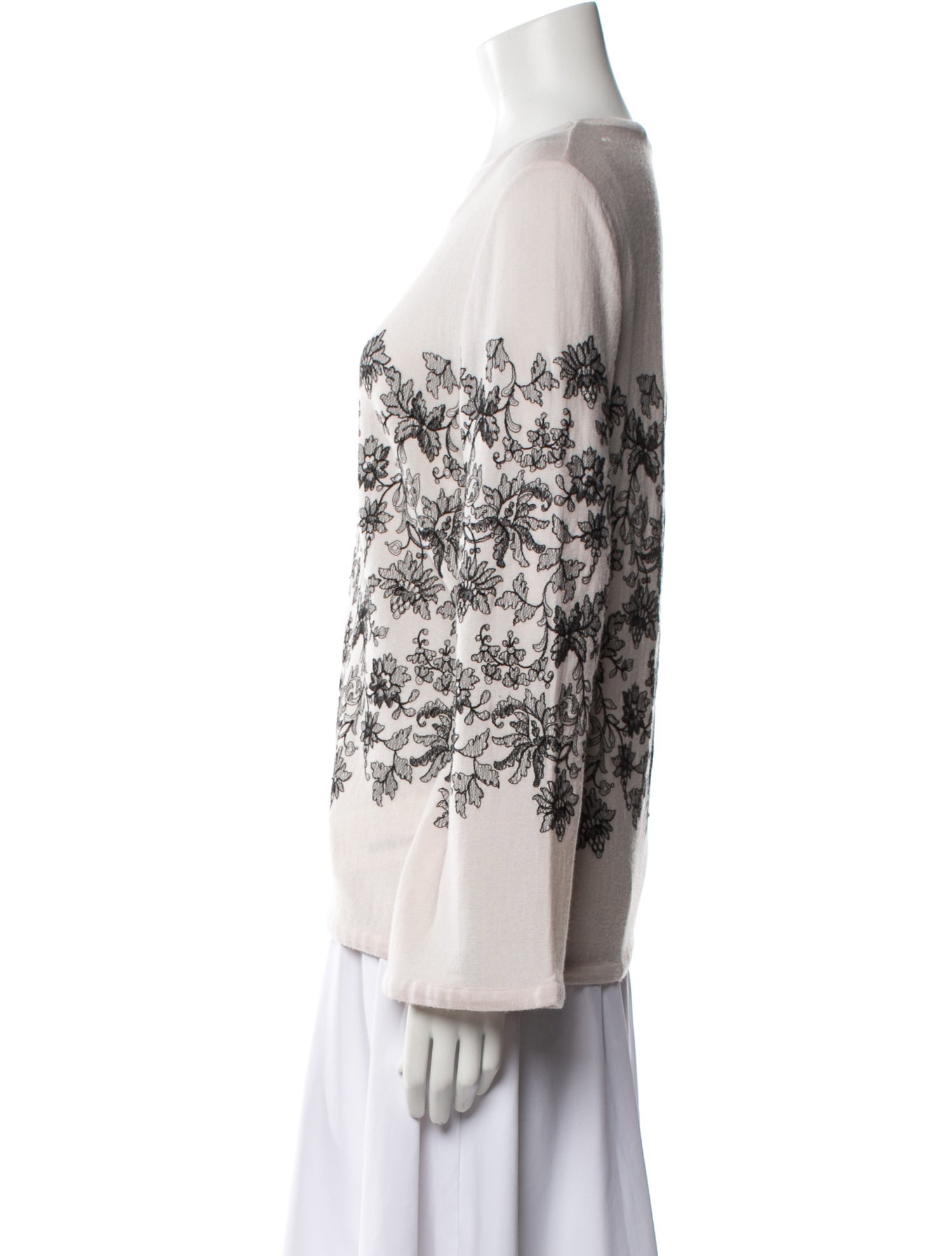 Carolina Herrera Floral Print Crew Neck Sweater