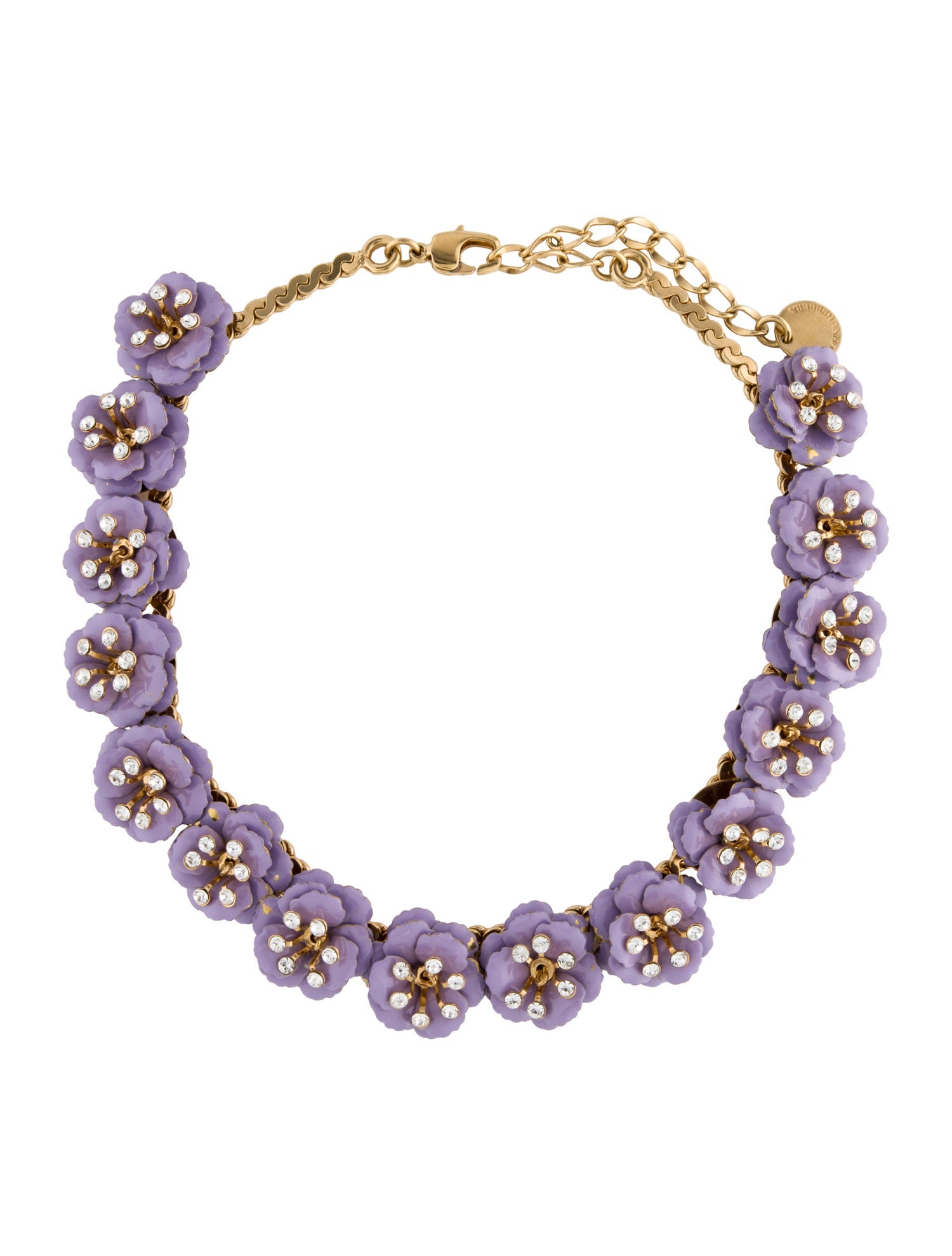 Carolina Herrera Crystal & Enamel Flower Choker Necklace