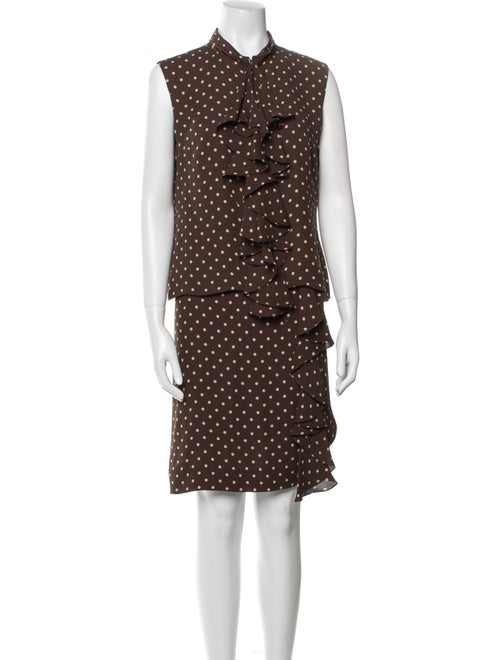Carolina Herrera Silk Polka Dot Print Skirt Set