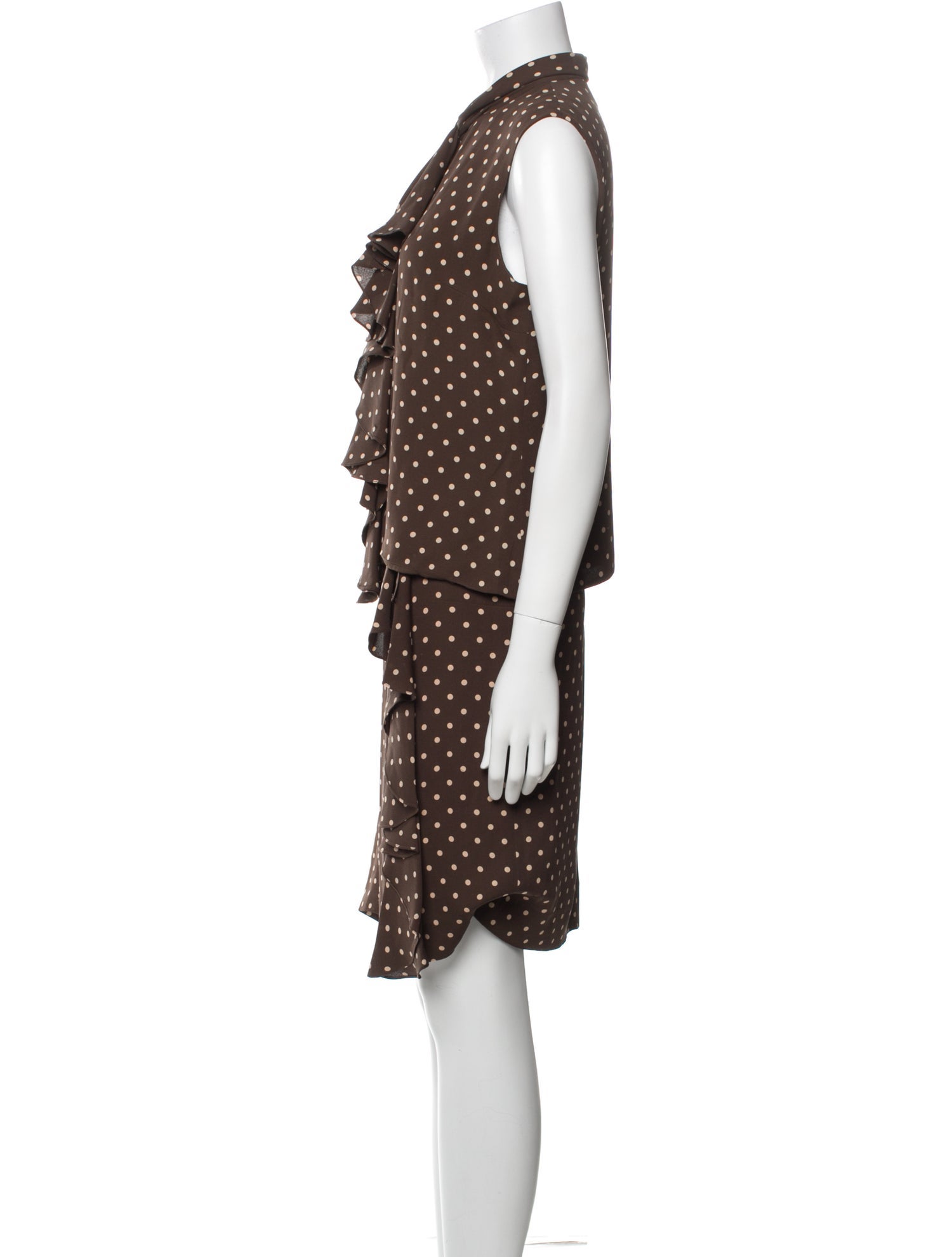 Carolina Herrera Silk Polka Dot Print Skirt Set