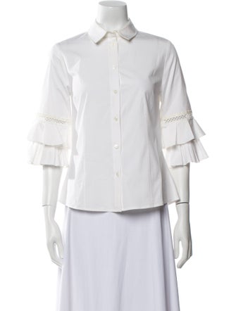 Carolina Herrera Three-Quarter Sleeve Button-Up Top