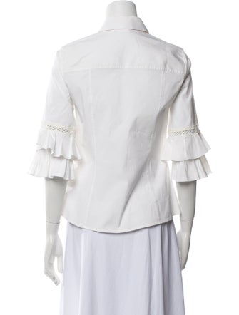 Carolina Herrera Three-Quarter Sleeve Button-Up Top