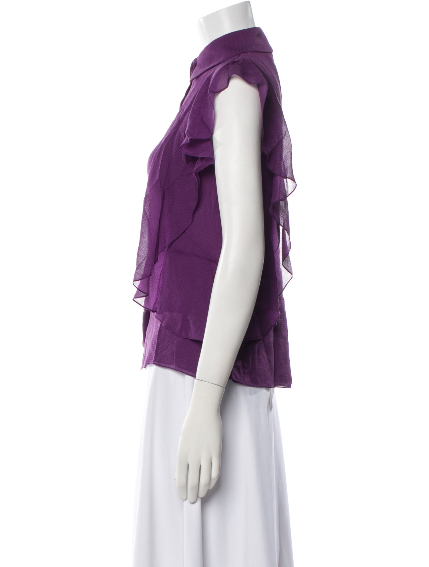 Carolina Herrera Silk Sleeveless Button-Up Top