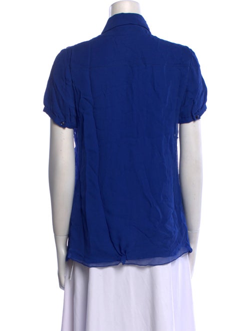 Carolina Herrera Silk Short Sleeve Button-Up Top