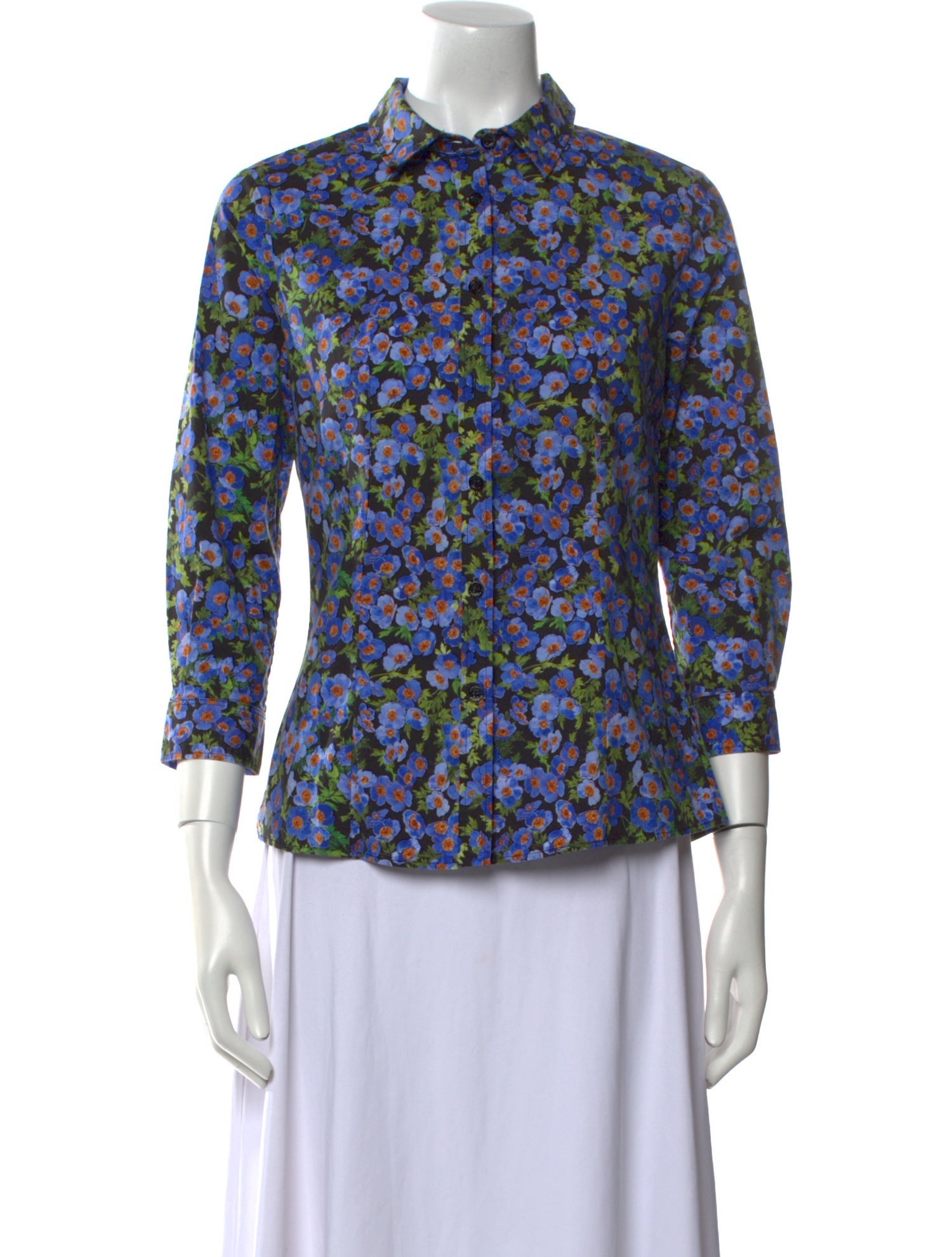 Carolina Herrera Floral Print Mock Neck Blouse