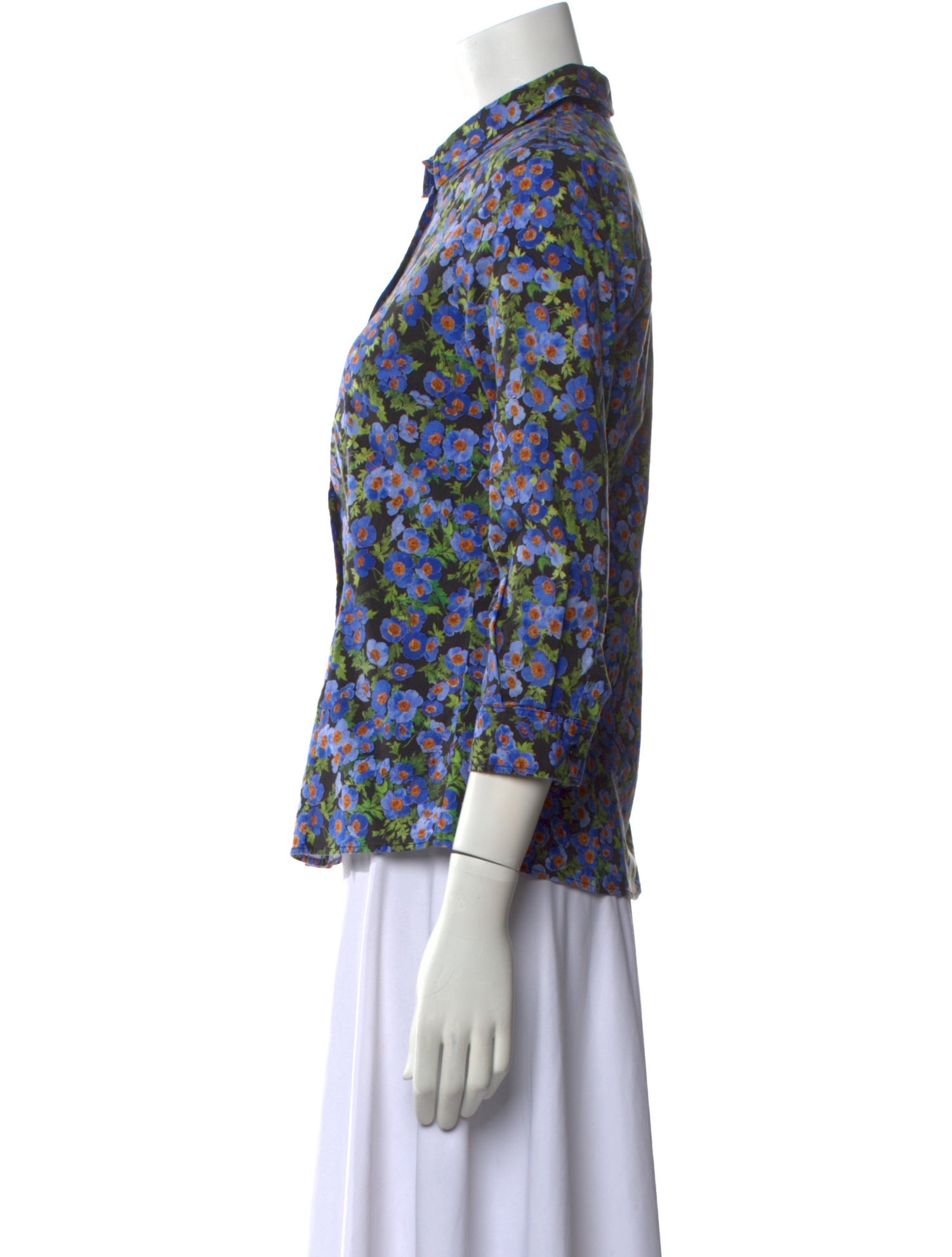 Carolina Herrera Floral Print Mock Neck Blouse