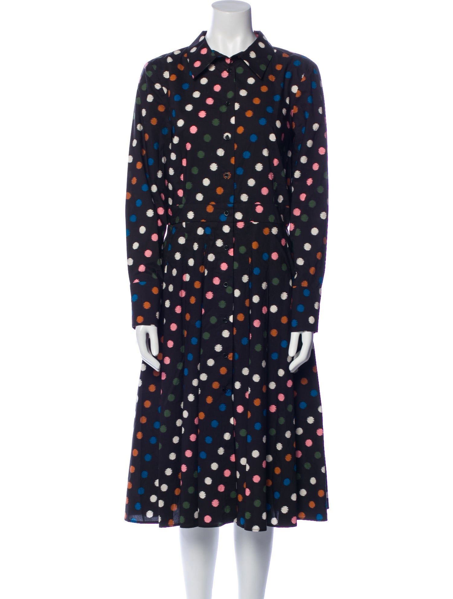 Carolina Herrera Polka Dot Print Midi Length Dress