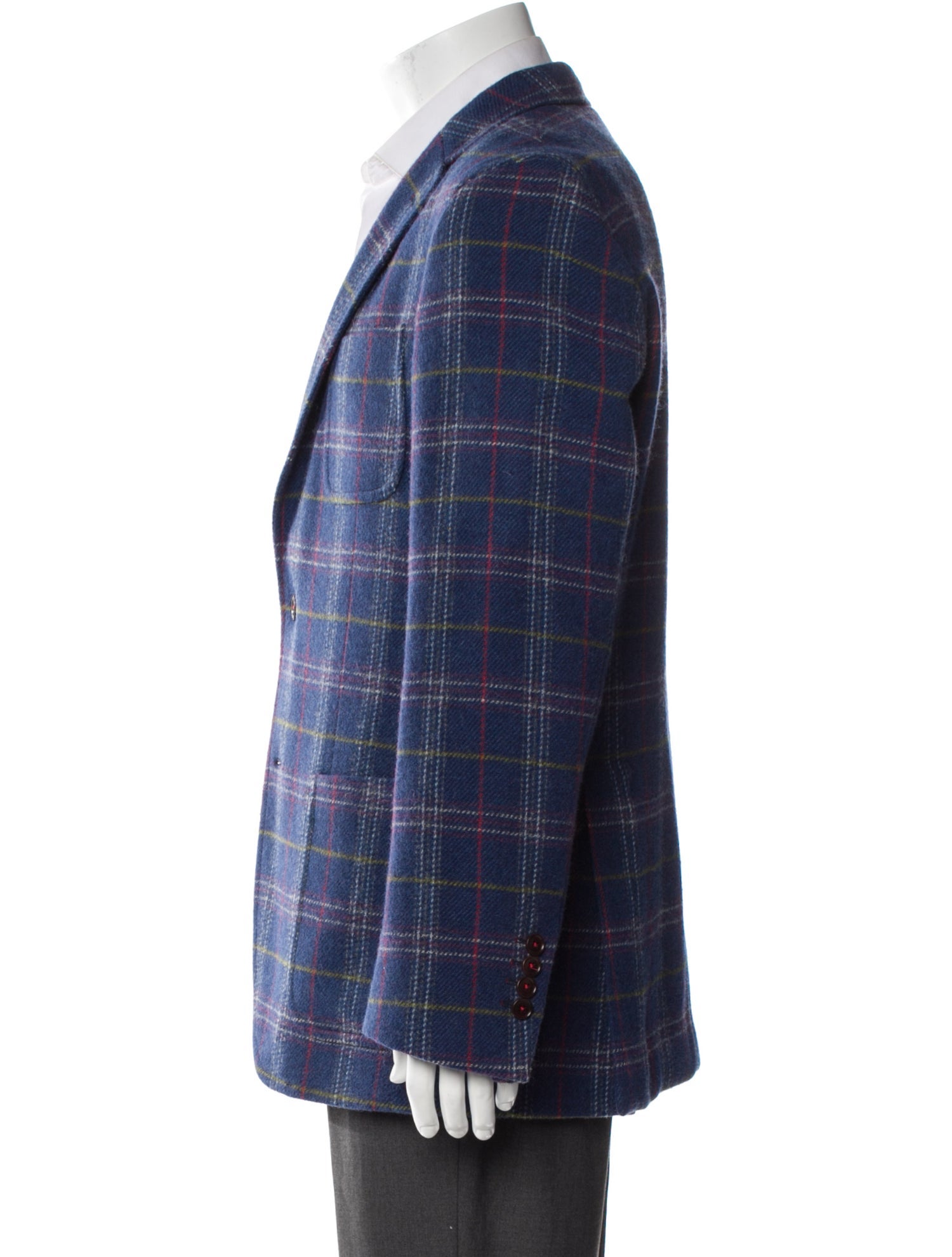 CH Carolina Herrera Wool Plaid Print Blazer