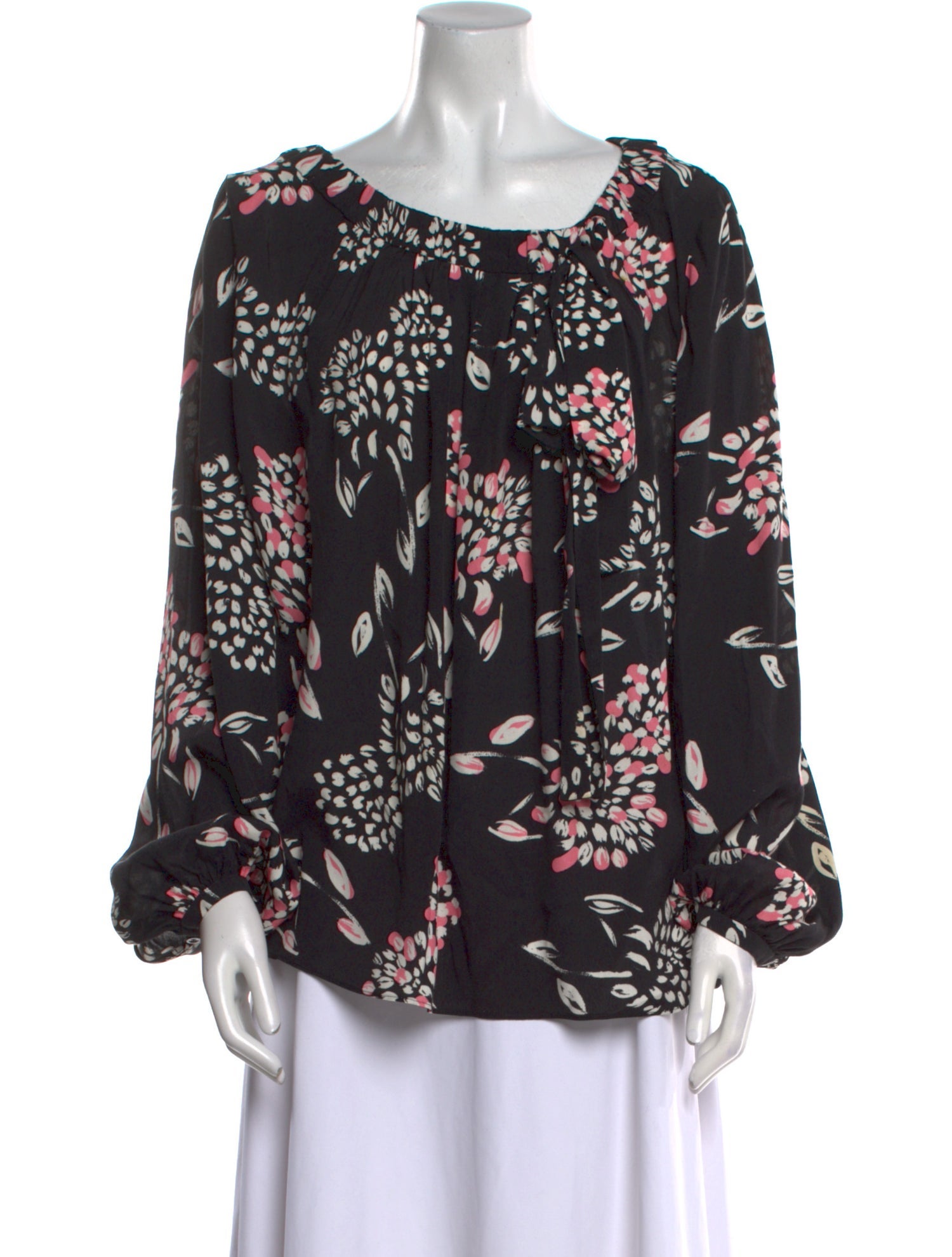 Carolina Herrera Floral Print Scoop Neck Blouse