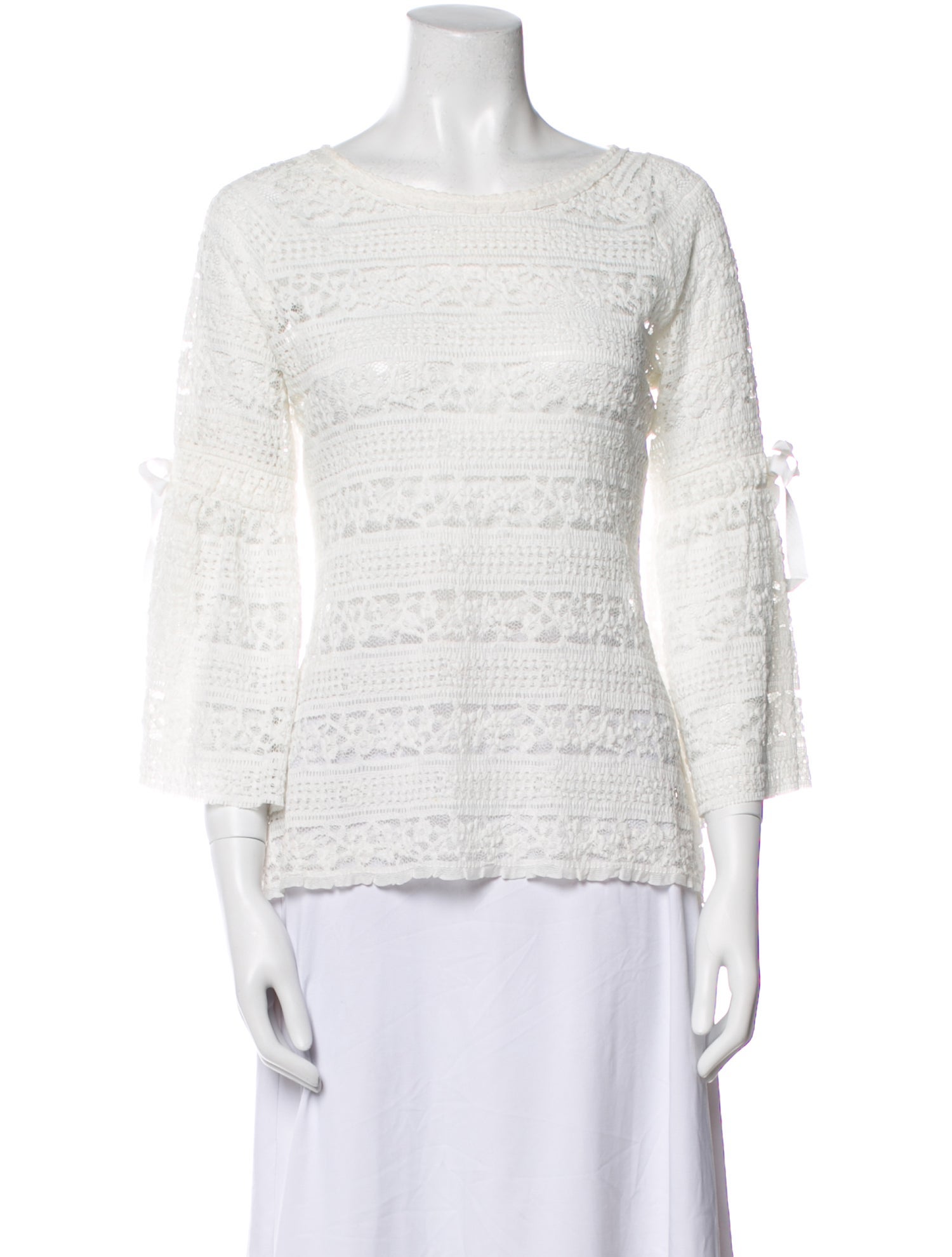 Carolina Herrera Bateau Neckline Three-Quarter Sleeve Top