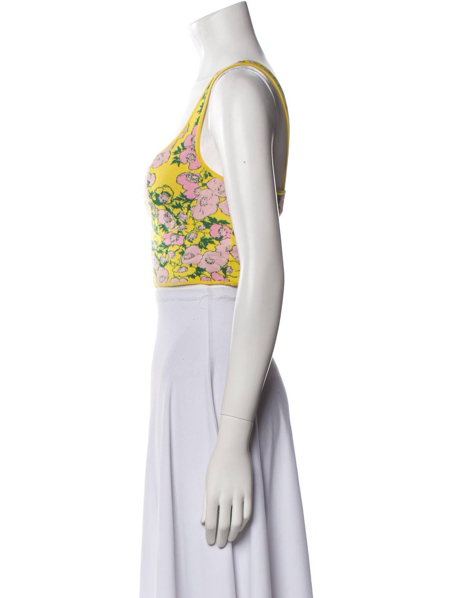 Carolina Herrera Silk Floral Print Crop Top