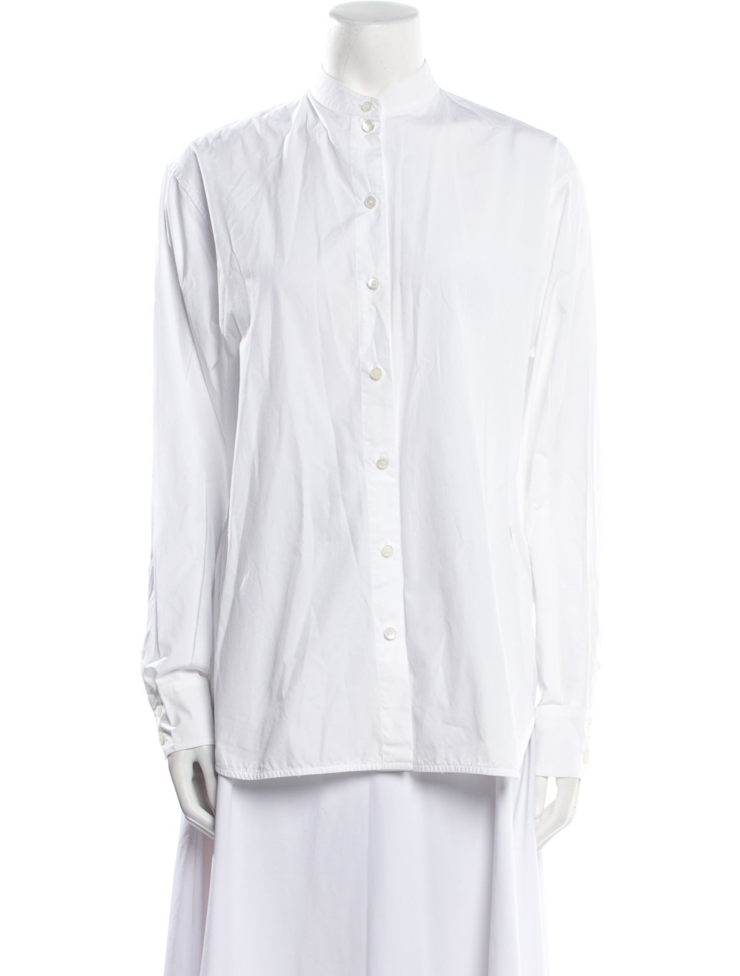 Carolina Herrera Mock Neck Long Sleeve Button-Up Top