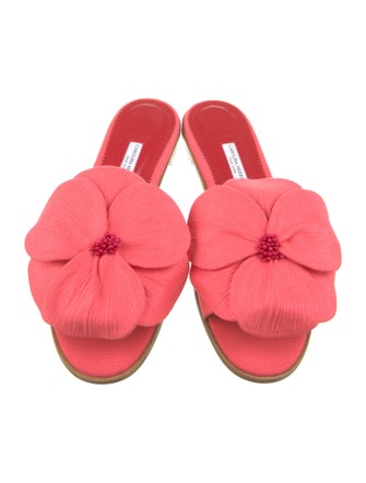 Carolina Herrera Canvas Beaded Accents Slides