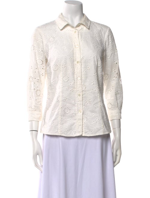 Carolina Herrera Three-Quarter Sleeve Button-Up Top