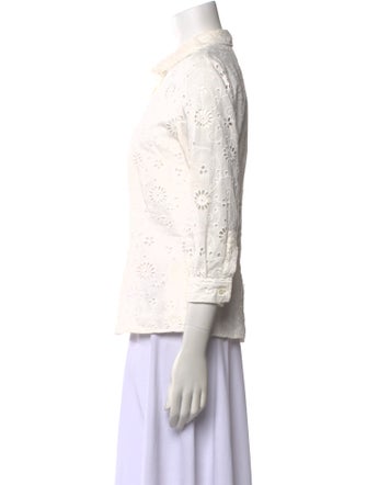 Carolina Herrera Three-Quarter Sleeve Button-Up Top