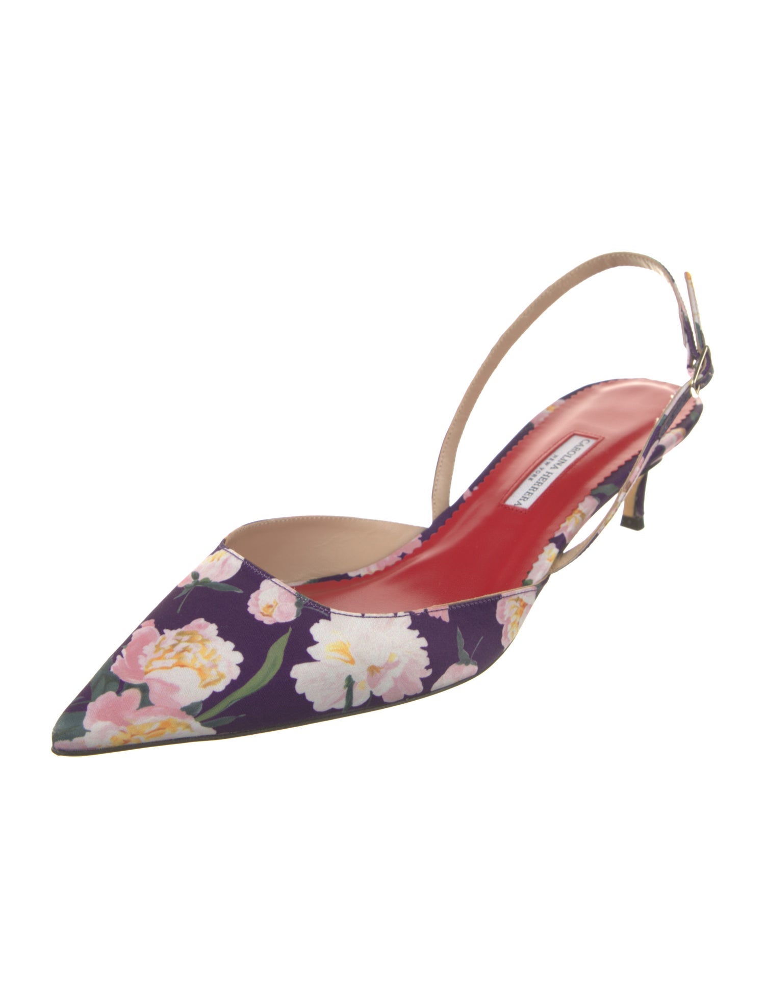 Carolina Herrera Floral Print Slingback Pumps