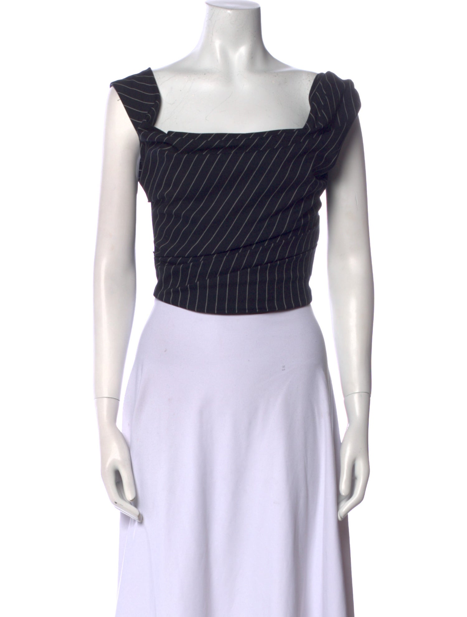 Carolina Herrera Virgin Wool Striped Crop Top