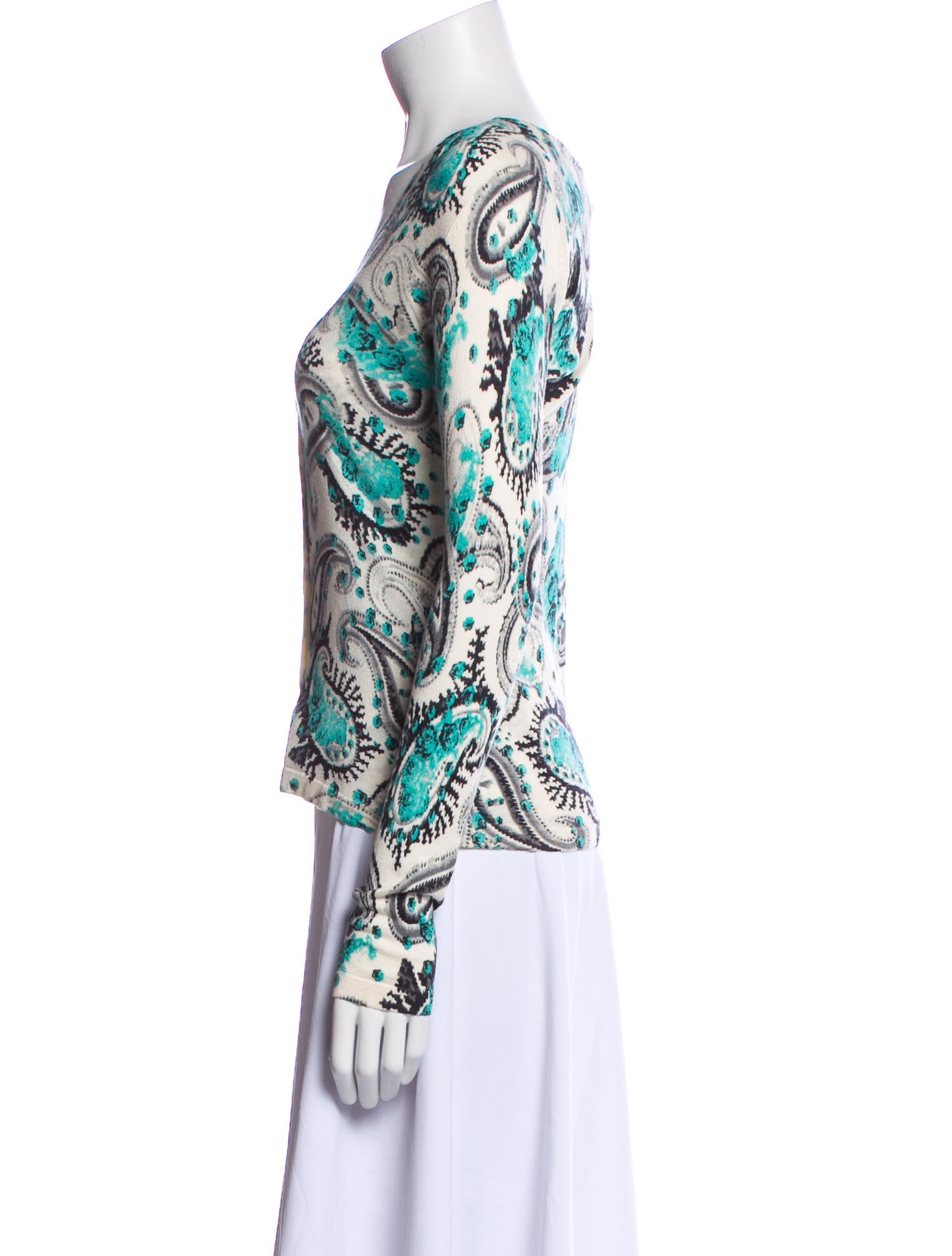 Carolina Herrera Silk Paisley Print Sweater