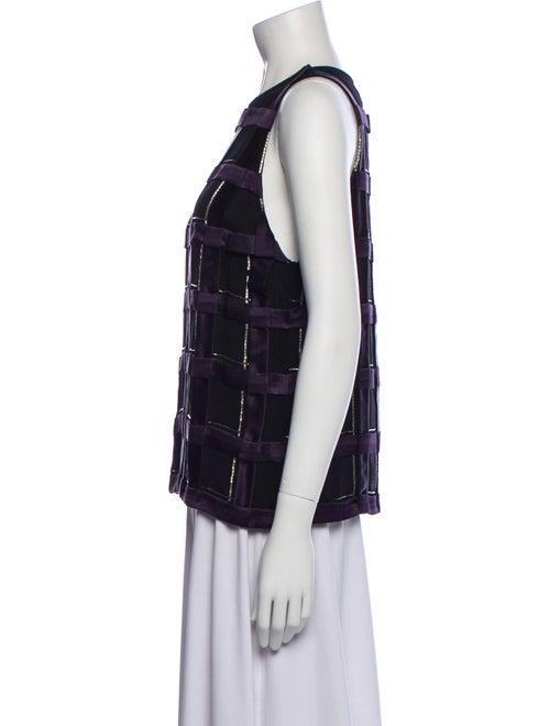 Carolina Herrera Silk Plaid Print Top