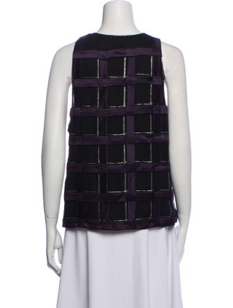 Carolina Herrera Silk Plaid Print Top