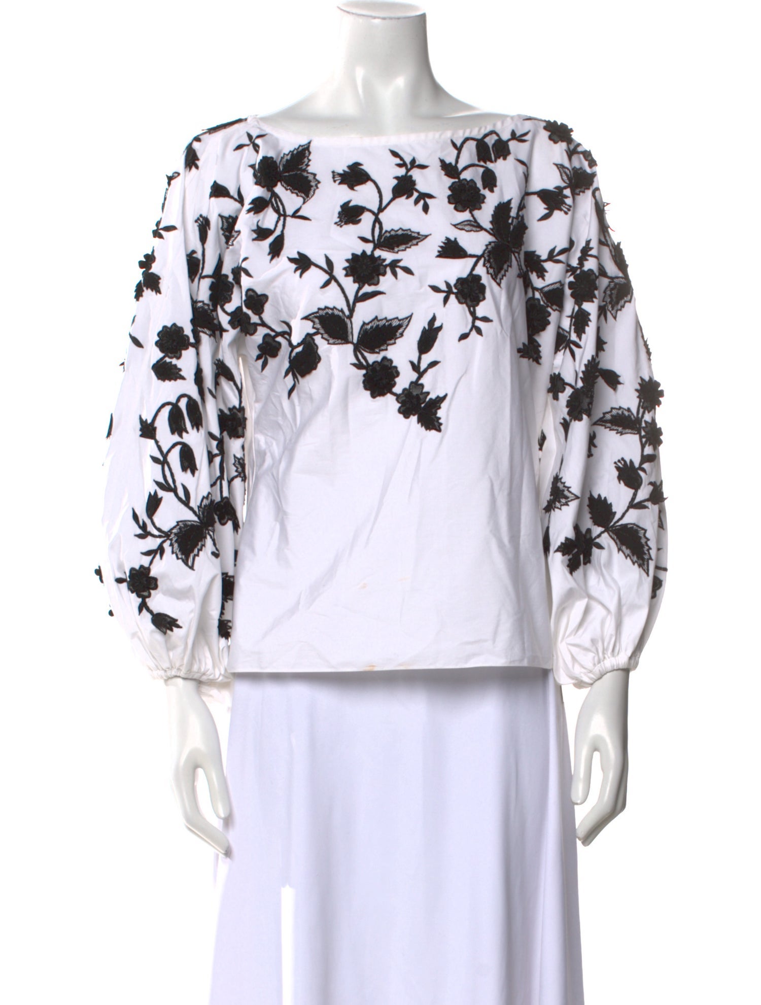 Carolina Herrera Floral Print Bateau Neckline Blouse