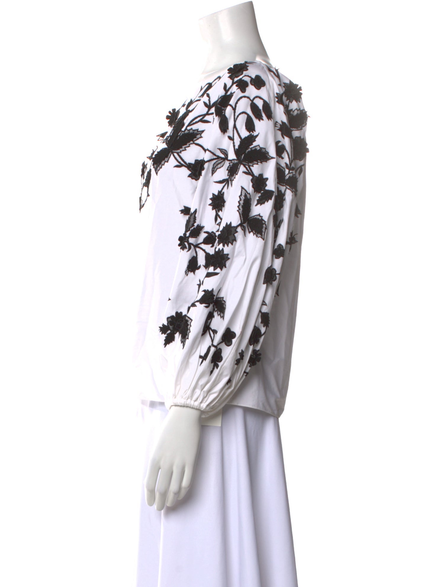 Carolina Herrera Floral Print Bateau Neckline Blouse