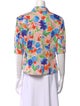 Carolina Herrera Floral Print Three-Quarter Sleeve Button-Up Top
