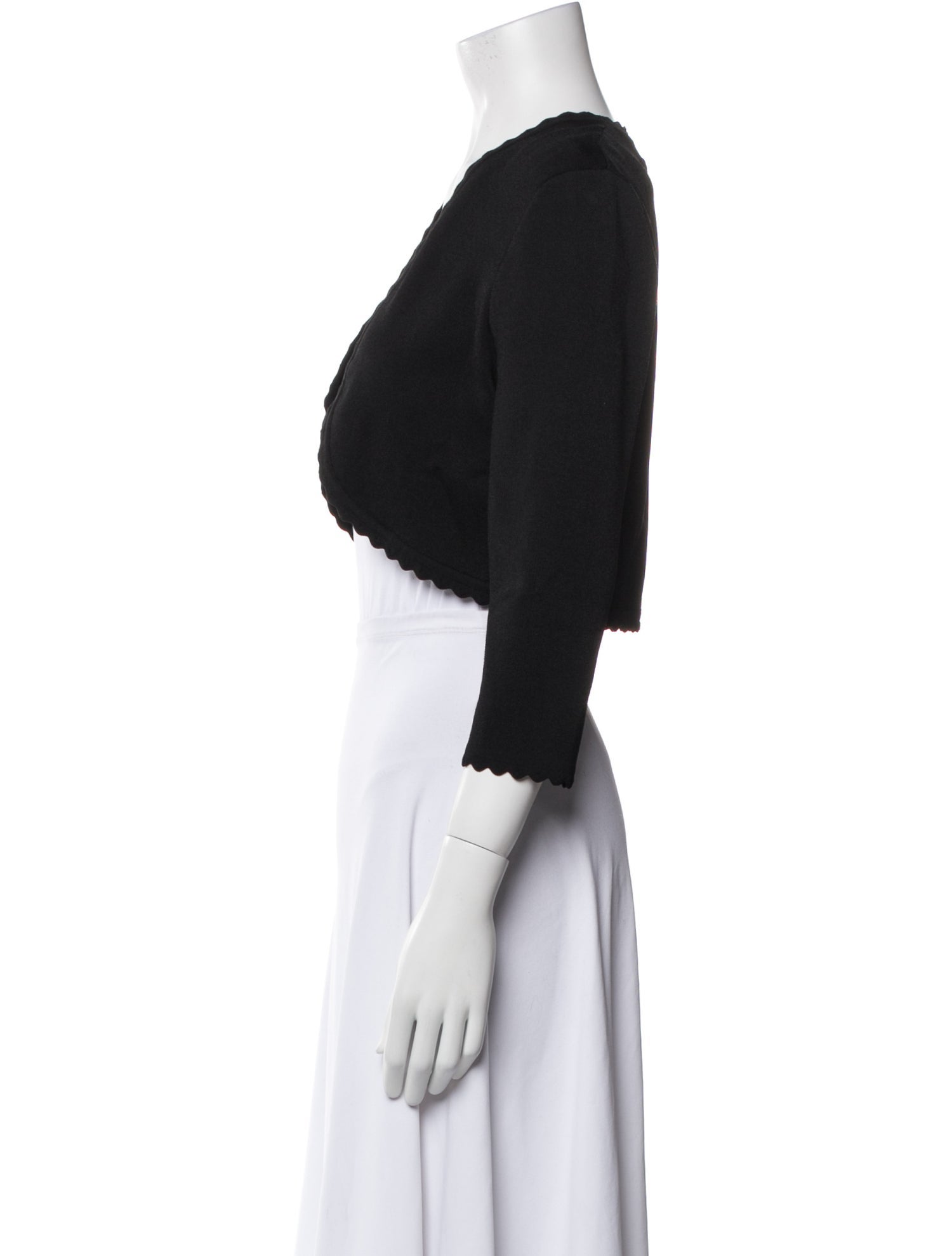 Carolina Herrera V-Neck Three-Quarter Sleeve Crop Top w/ Tags