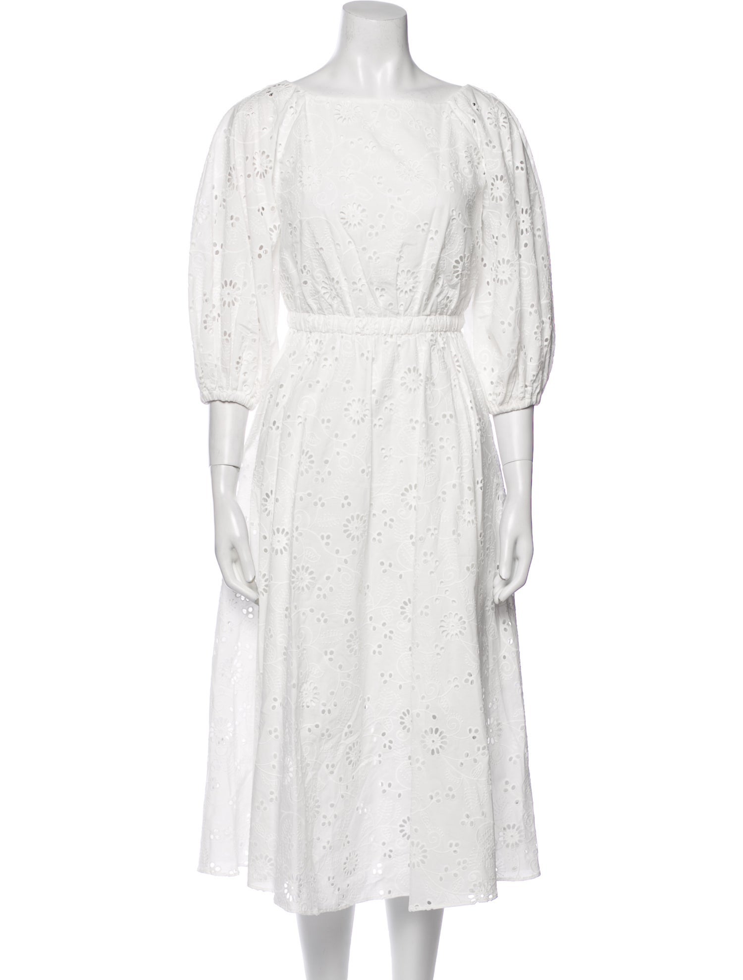 Carolina Herrera Scoop Neck Midi Length Dress