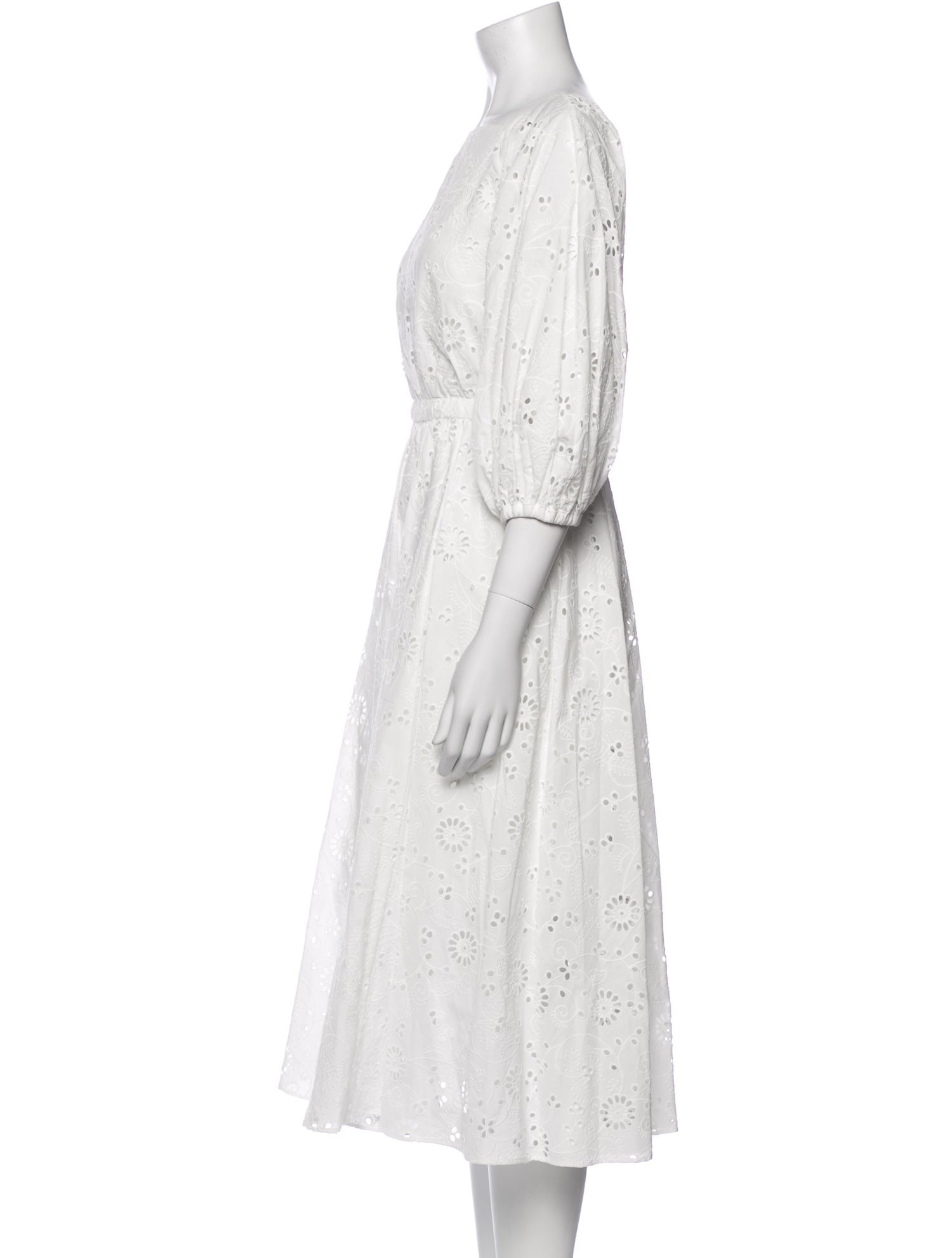 Carolina Herrera Scoop Neck Midi Length Dress