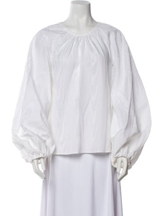 Carolina Herrera Bateau Neckline Long Sleeve Blouse