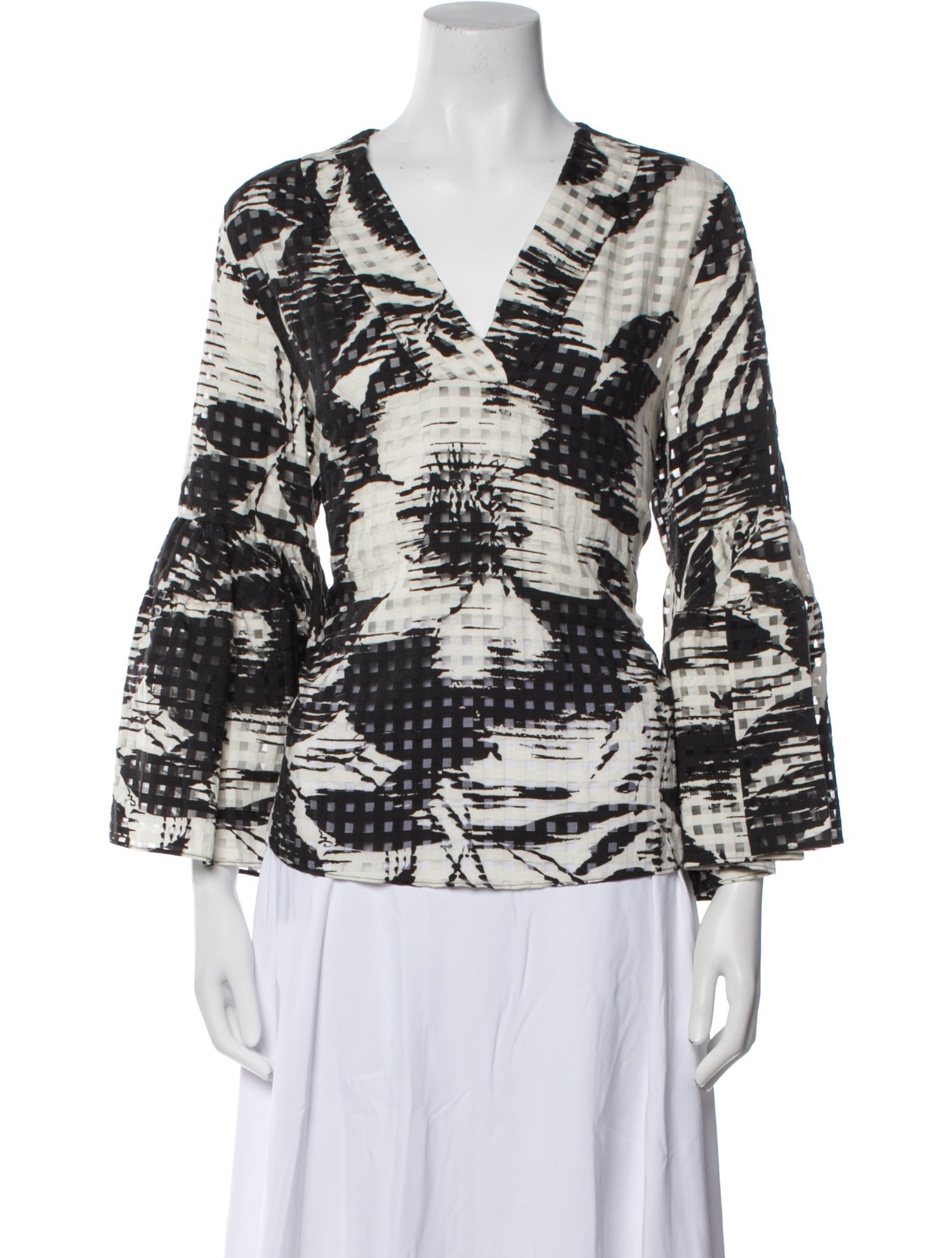 Carolina Herrera Printed V-Neck Blouse