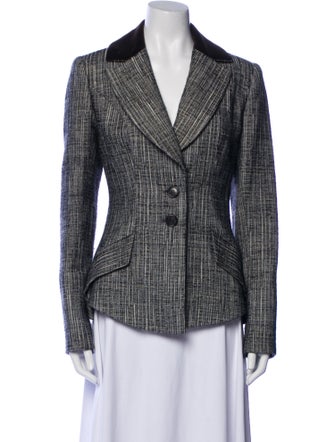 Carolina Herrera Wool Plaid Print Blazer