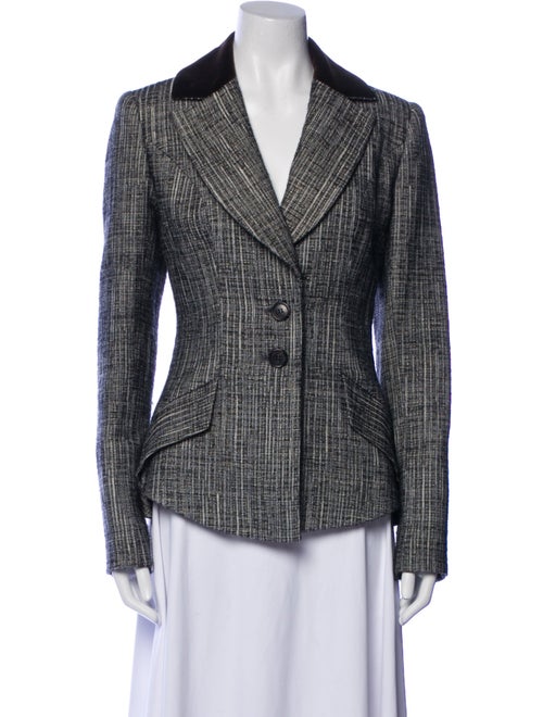 Carolina Herrera Wool Plaid Print Blazer