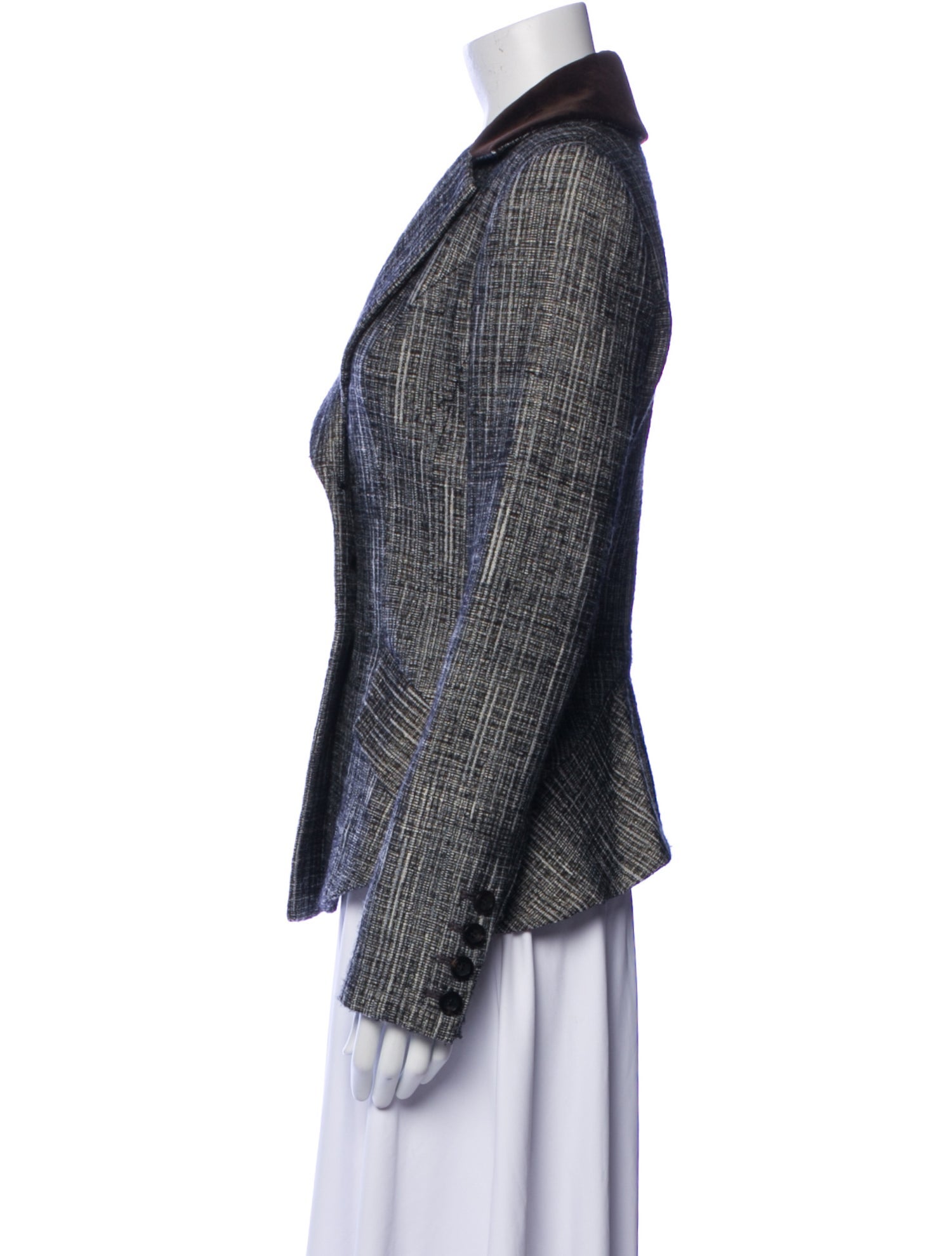 Carolina Herrera Wool Plaid Print Blazer