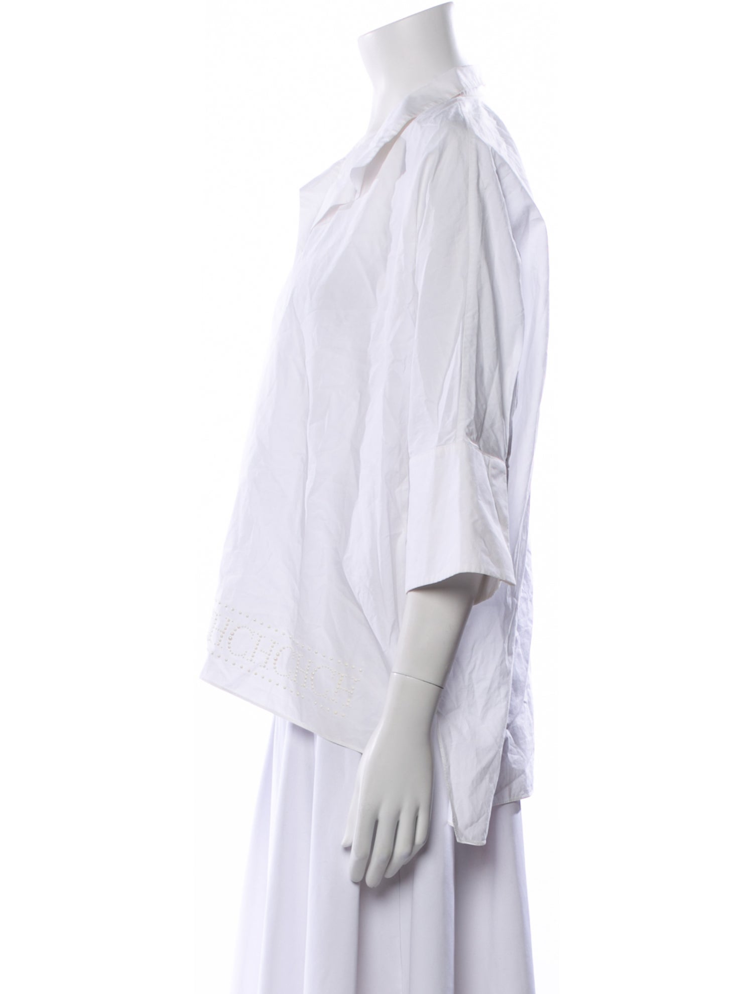 CH Carolina Herrera V-Neck Three-Quarter Sleeve Blouse