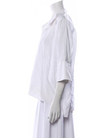 CH Carolina Herrera V-Neck Three-Quarter Sleeve Blouse